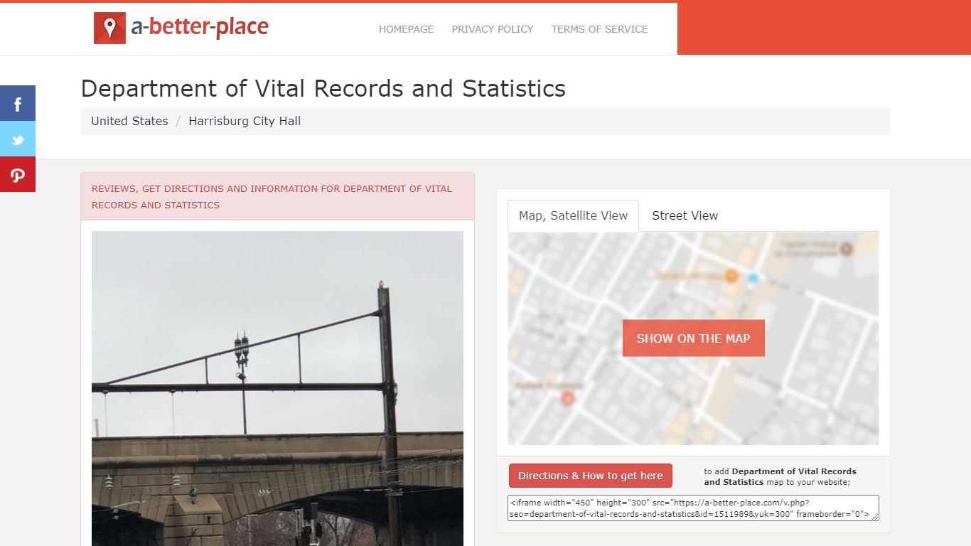 Department of Vital Records and Statistics - Harrisburg